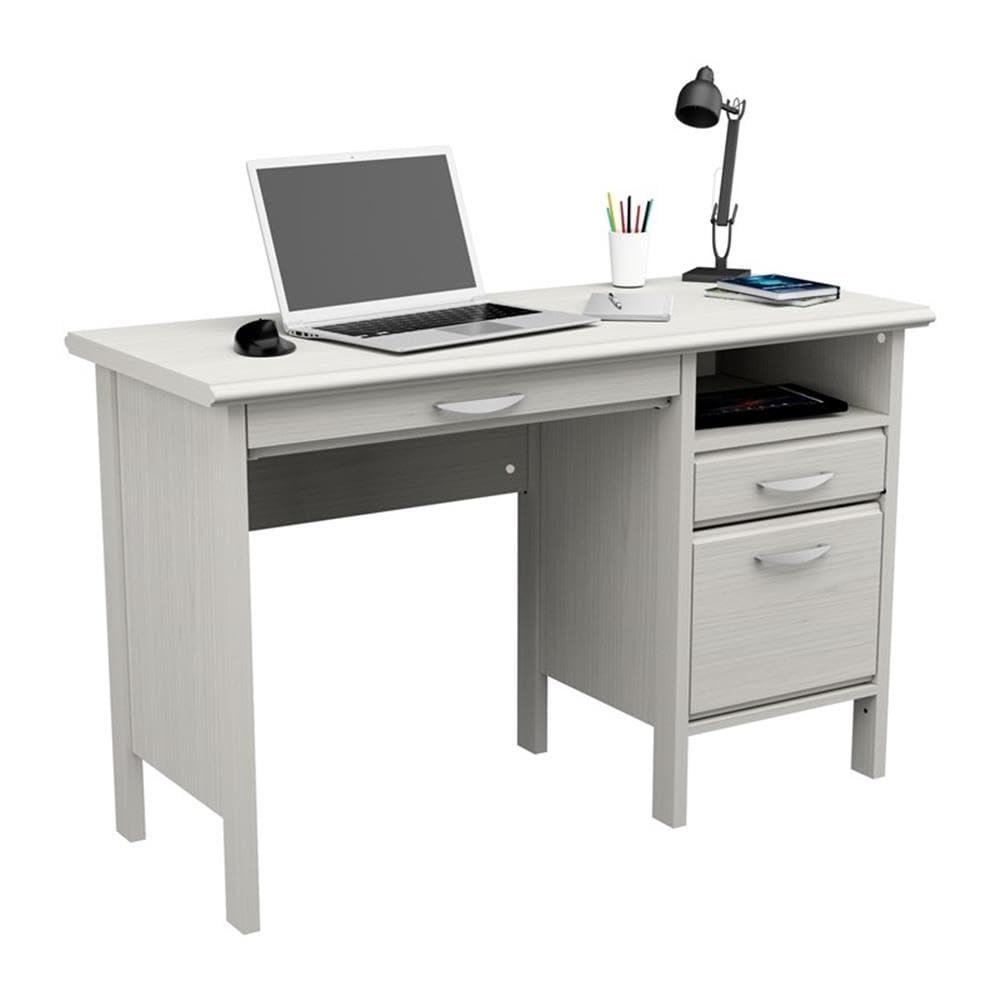 Inval Laminate Computer Desk with 2 Drawers and Open Storage, Washed Oak