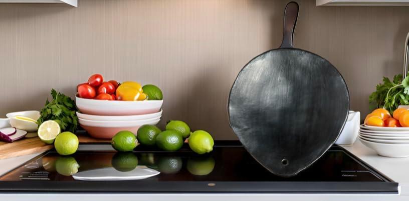Comal for Tortillas 10 Inches Cayana Grill Griddle Pan Black Clay, 100% Handcraft Organic Cookware and Tableware Enhance Food Flavor and Take Care of our Planet