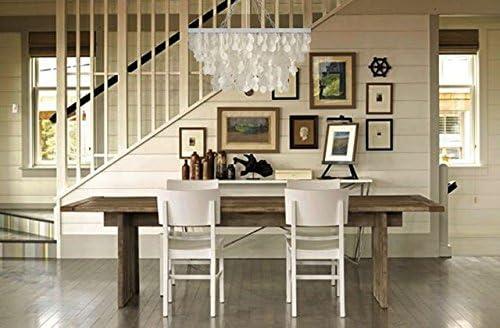 Kouboo Rectangular Chandelier With Capizzi, Pendant Lighting, Chandelier For Living Room, Dining Table, Bedroom, Kitchen, White