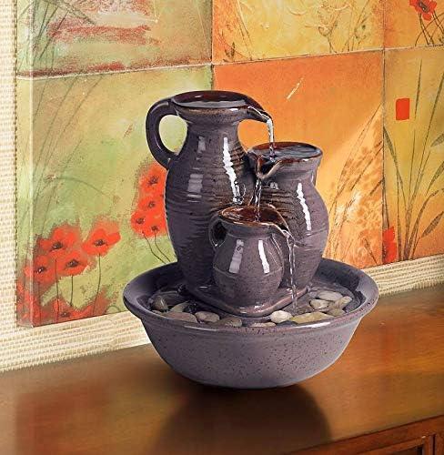 John Timberland Triple Jug Rustic Zen Cascading Indoor Tabletop Water Fountain 9" for Table Office Desk Home Bedroom House Living Room Relaxation