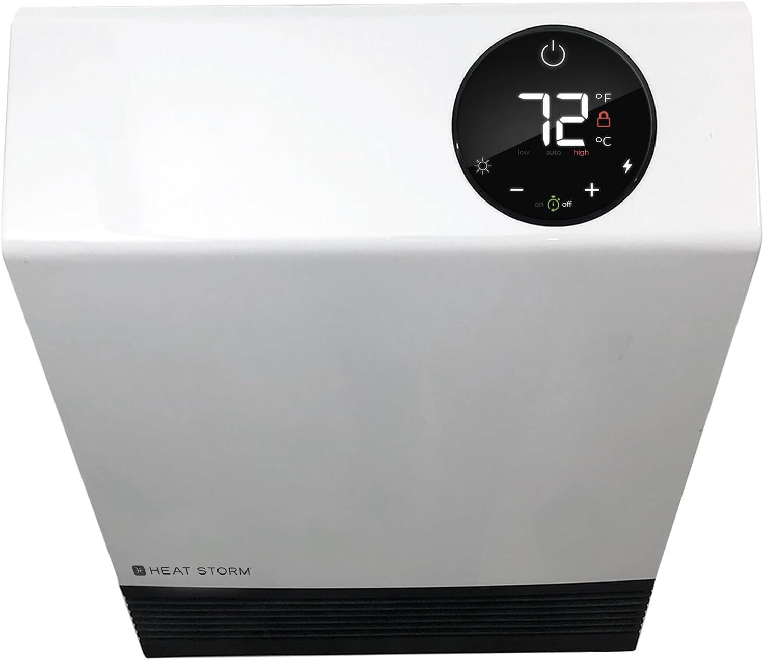 Heat Storm Heat Storm 1000 Watt 3400 BTU Electric Wall Mounted Space Heater with Adjustable Thermostat , Remote Included and with Digital Display