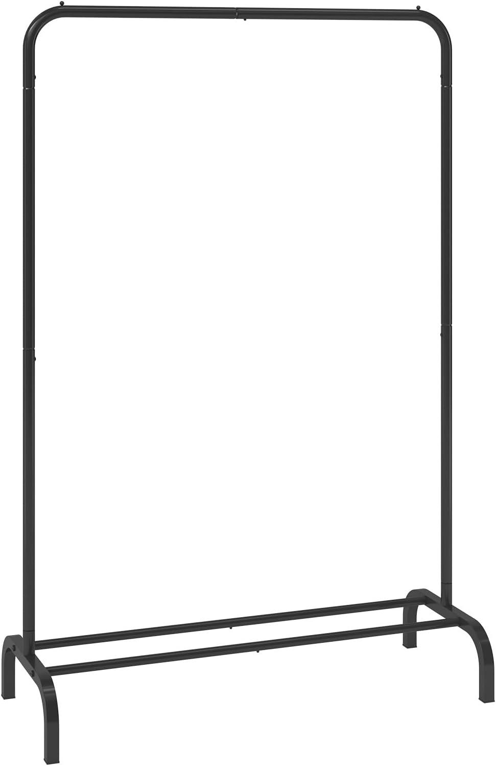 Black Heavy Duty Portable Clothes Rack with Storage Shelf