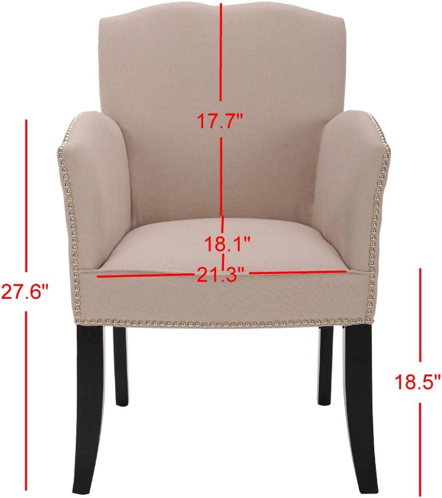 SAFAVIEH Rachel Arm Chair With Silver Nail Head Taupe