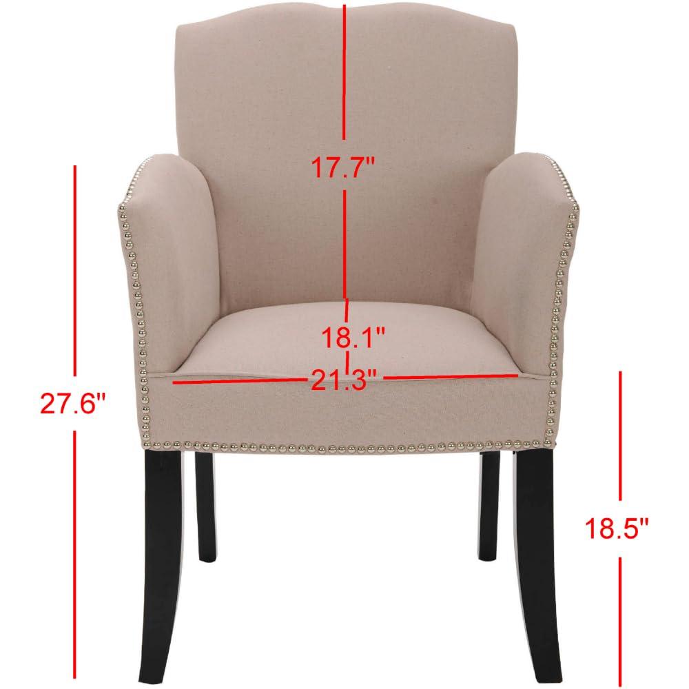 Rachel Arm Chair With Nail Head Trim - MCR4539 - Taupe - Safavieh Couture