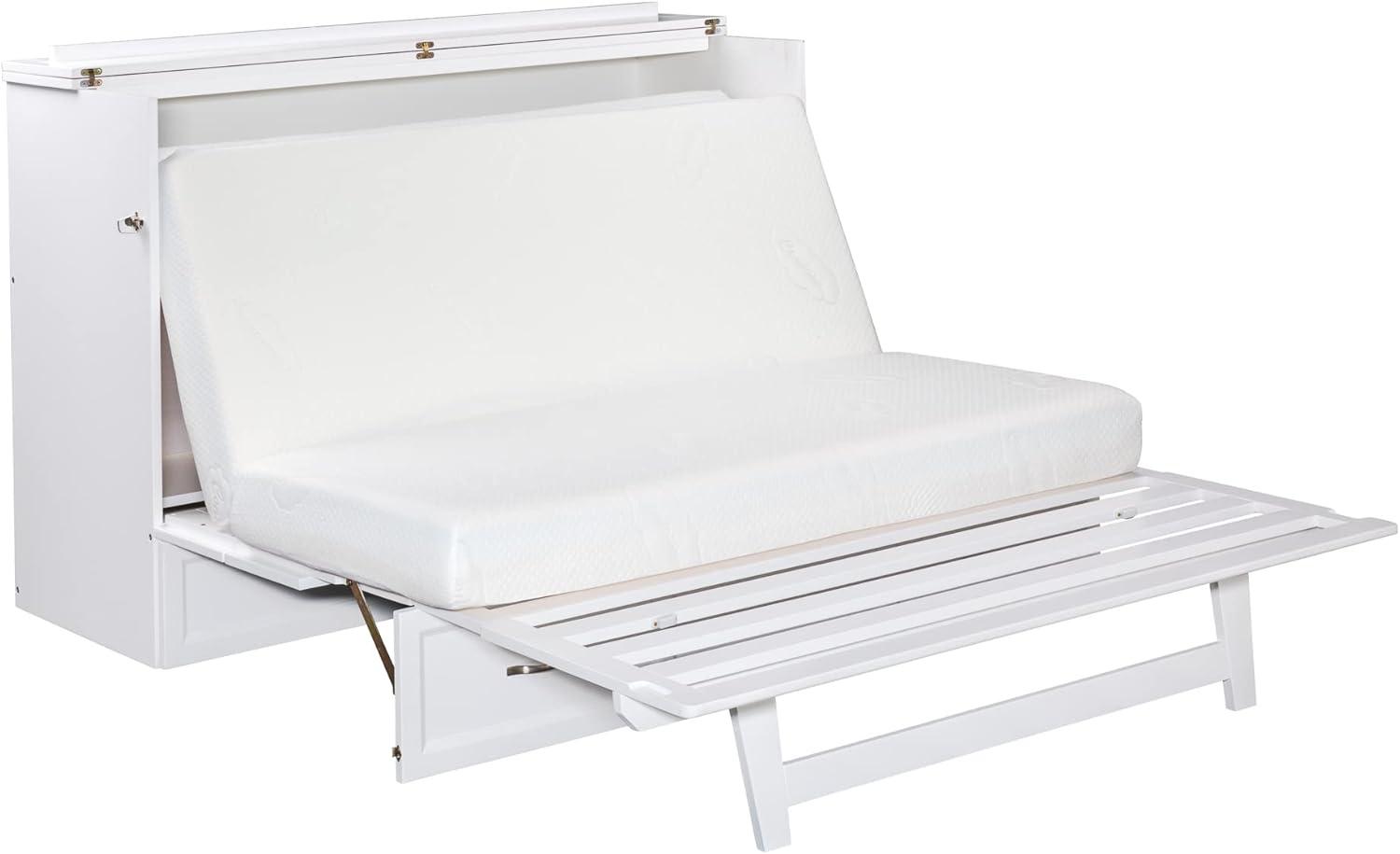 Queen Deerfield Murphy Bed Chest with Charging Station White - AFI: Space-Saving, Fold-Out Mattress, Elegant Design