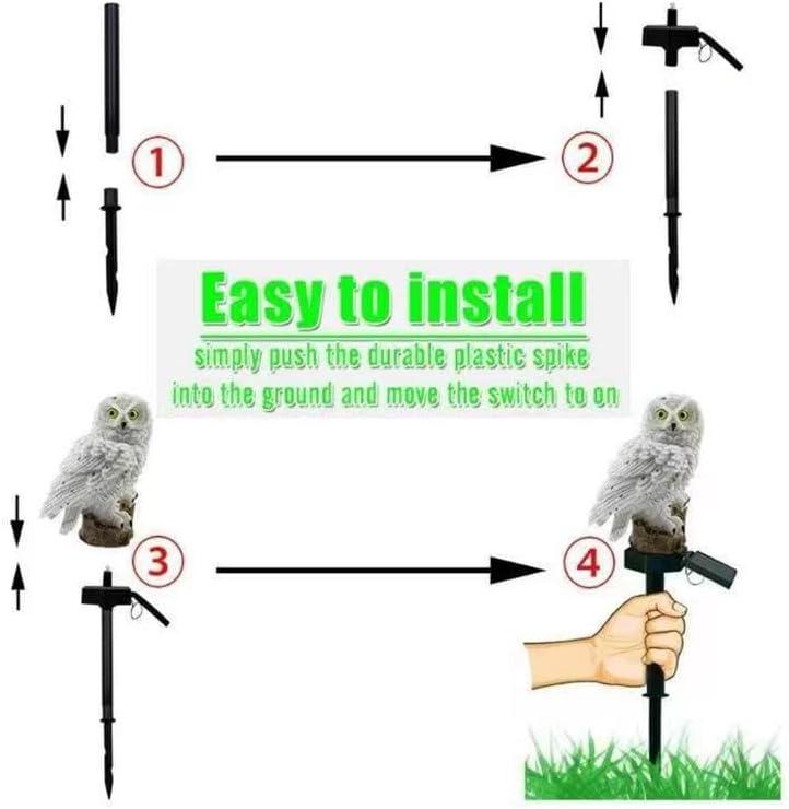 Solar Energy Owl Light, Garden Decoration Resin Cute Animal Ground Lamp， Wireless Dusk to Dawn LED Sconce Lights Waterproof.