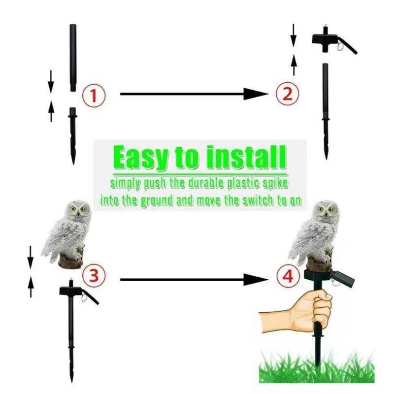 Solar Energy Owl Light, Garden Decoration Resin Cute Animal Ground Lamp， Wireless Dusk to Dawn LED Sconce Lights Waterproof.