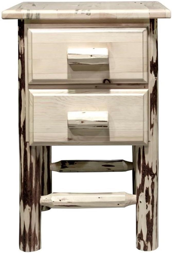 Montana Collection Nightstand with 2 Drawers, Clear Lacquer Finish
