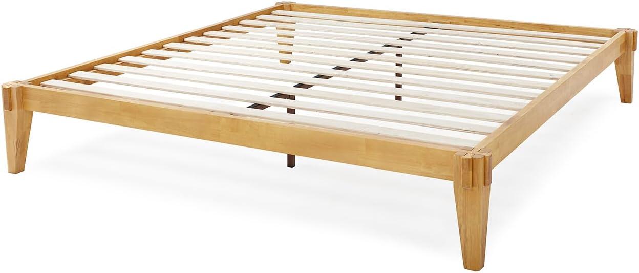 Natural Wood King Platform Bed Frame with Storage