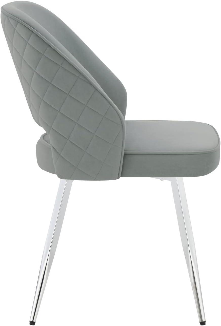 Gray Velvet Upholstered Side Chair with Chrome Legs