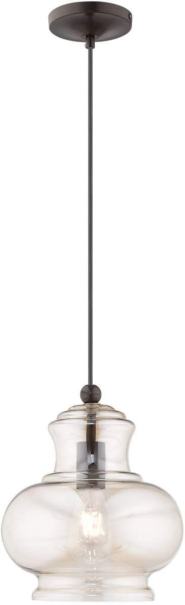 Livex Lighting Art Glass 1 - Light Pendant in  English Bronze