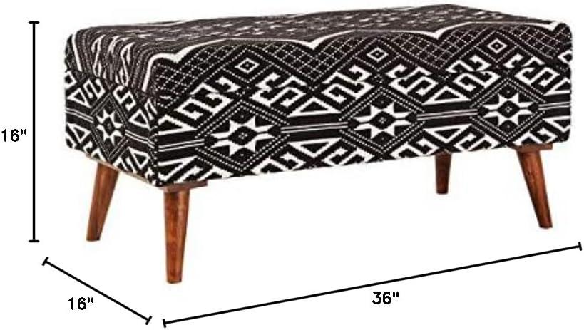 Coaster Mid-Century Cotton Upholstered Storage Bench in Black