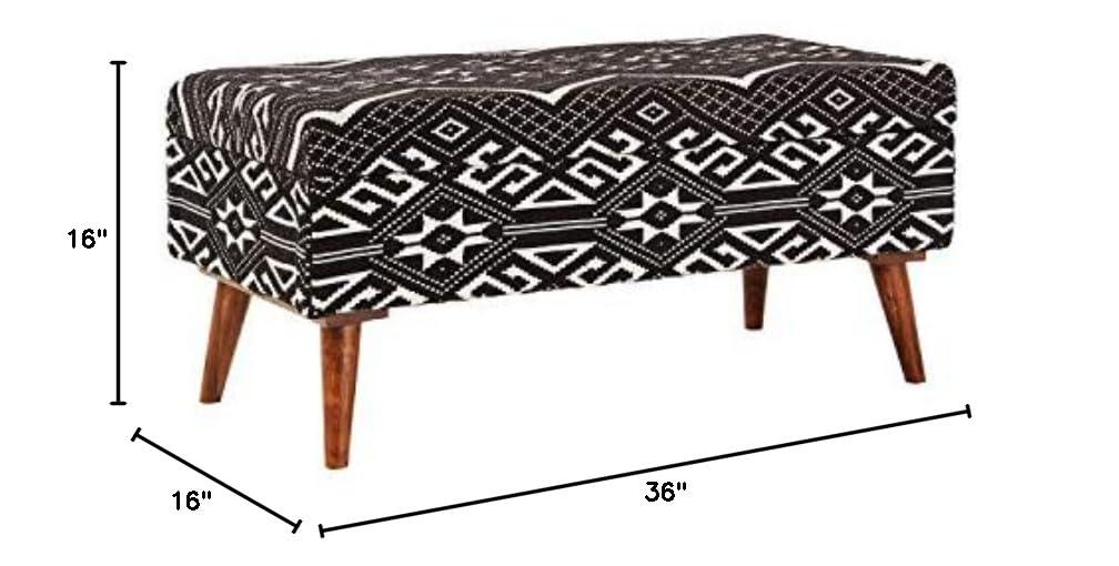Coaster Mid-Century Cotton Upholstered Storage Bench in Black