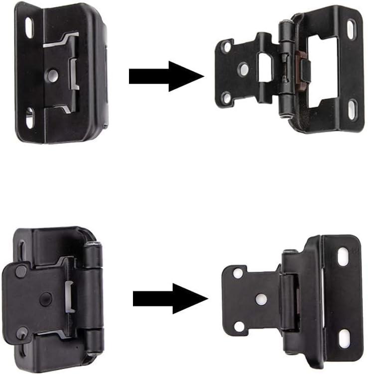 50 Pack 25 Pairs Semi-Overlay 1/2 inch Self-Closing Face Frame Cabinet Hinges Matte Black Half Wrap-Around Kitchen Cabinet Door Hinges Face Mount Cabinet Hardware Matte Black Matte Black
