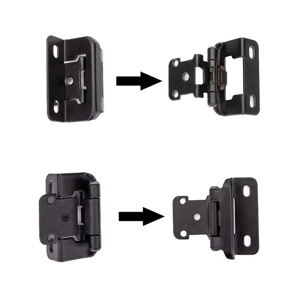 50 Pack 25 Pairs Semi-Overlay 1/2 inch Self-Closing Face Frame Cabinet Hinges Matte Black Half Wrap-Around Kitchen Cabinet Door Hinges Face Mount Cabinet Hardware Matte Black Matte Black
