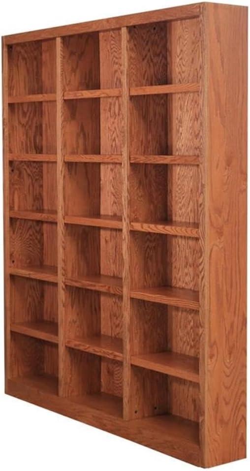 Bowery Hill Traditional 84" Tall 18-Shelf Triple Wide Wood Bookcase in Dry Oak