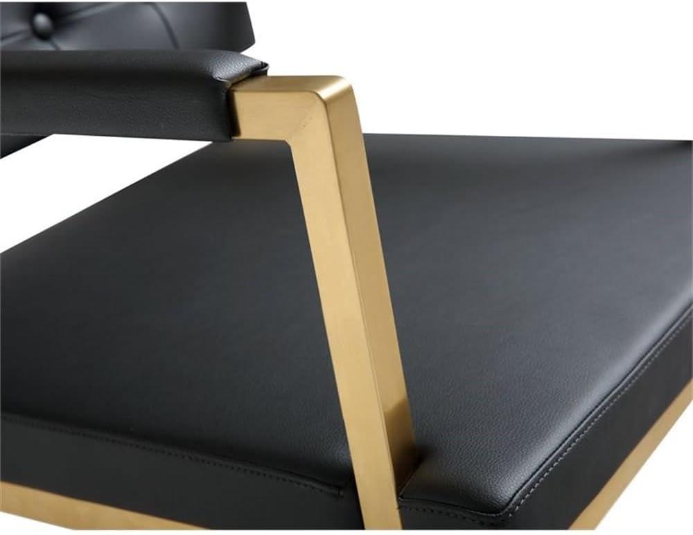 TOV Furniture Director Black Vegan Leather Barstool with Gold Steel Legs