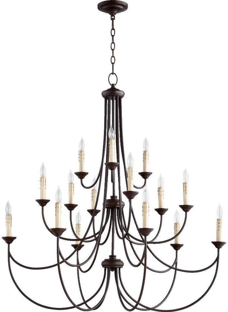 Quorum International 6250-15 Brooks 15 Light 3 Tier Candle Style Chandelier - Bronze