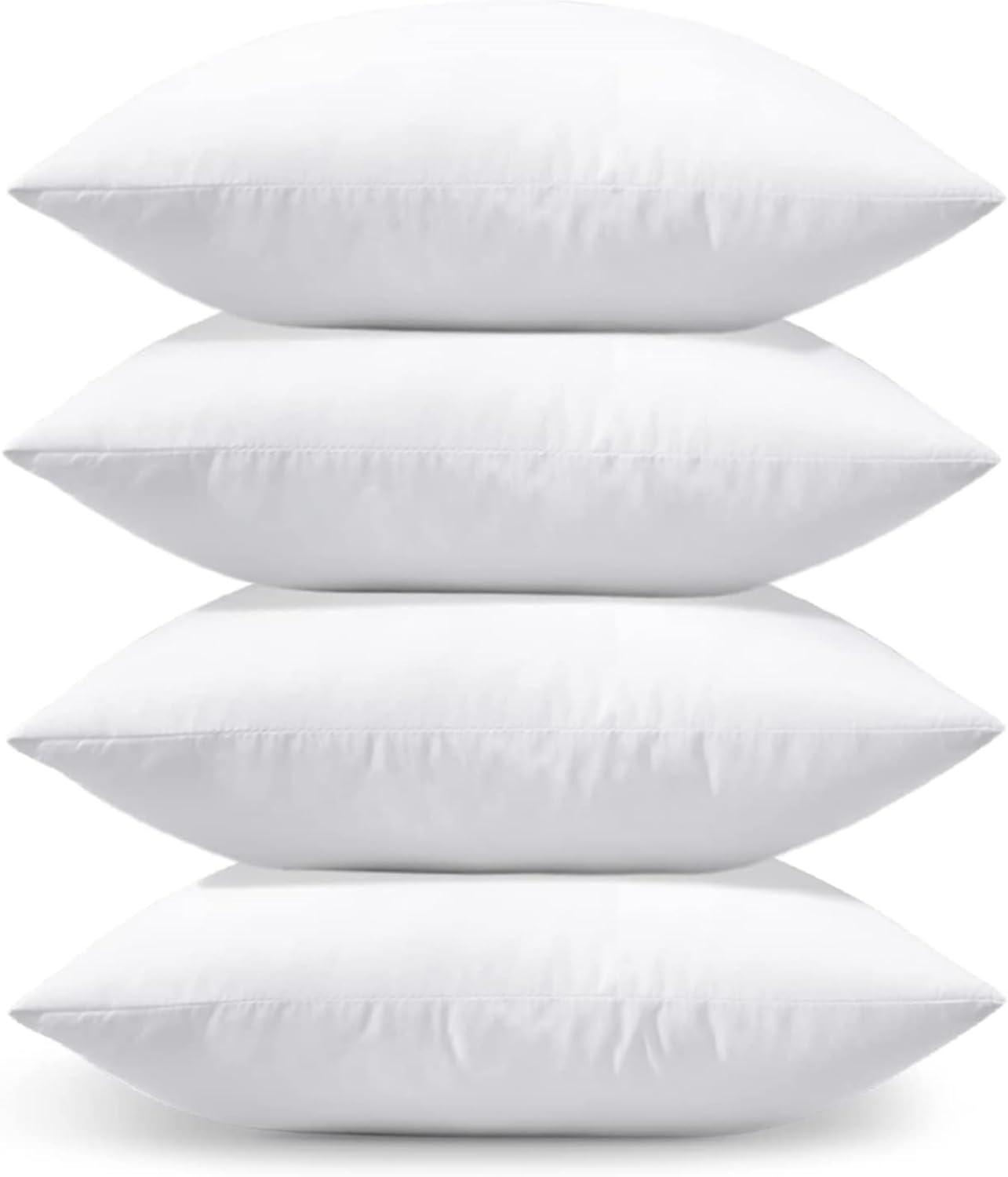 Set of 4 White Polyester 20x20 Throw Pillow Inserts