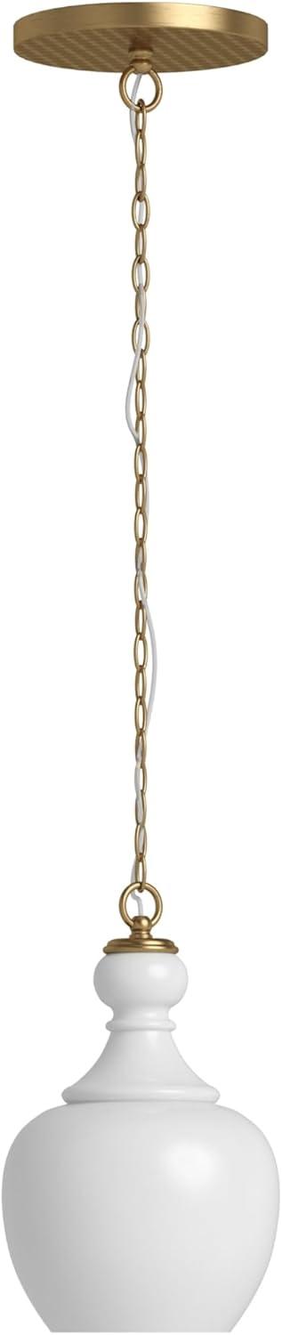 Evelyn&Zoe 11" Brushed Brass Finish Metal/Glass Pendant