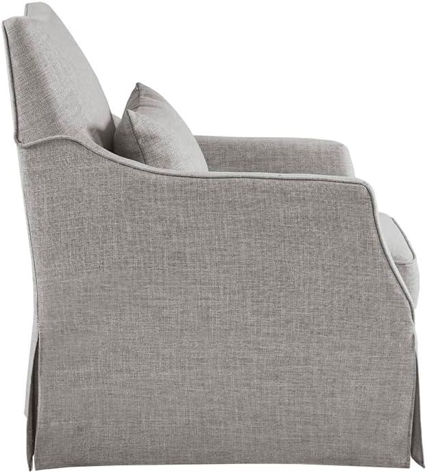 Martha Stewart London Upholstered Skirted Swivel Armchair with Lumbar Pillow