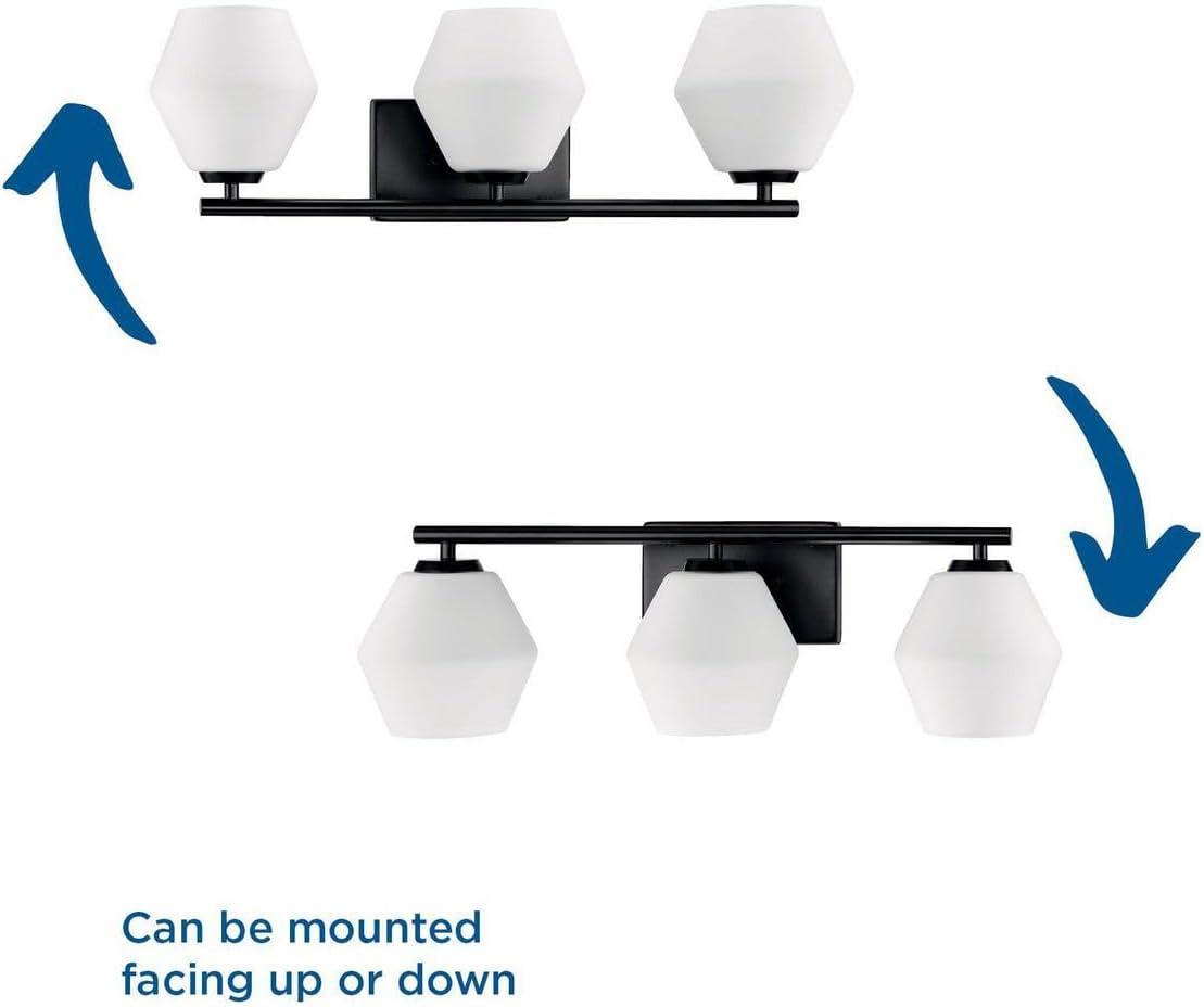 Progress Lighting Copeland 3-Light Vanity Light, Matte Black, Opal Glass