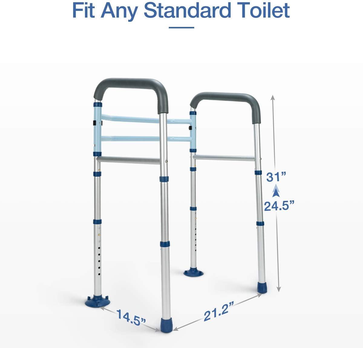 Adjustable Aluminum Freestanding Toilet Safety Rail with Suction Cups