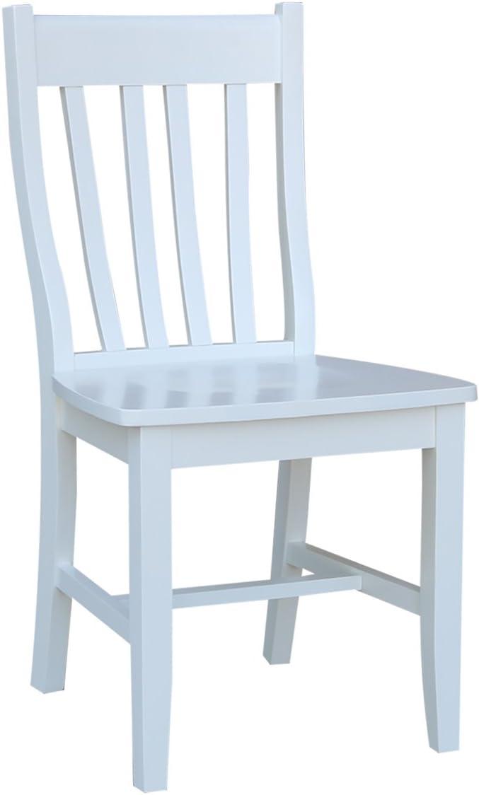 Elegant White Solid Wood High Slat Side Chairs, Set of 2