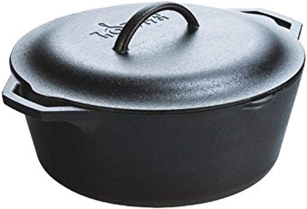 Black Enameled Cast Iron 7-Quart Dutch Oven with Loop Handles