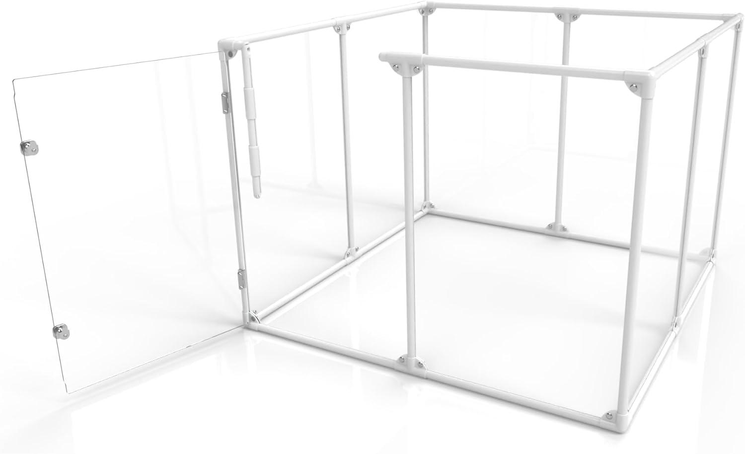 36" Tall White Metal and Acrylic Pet Pen