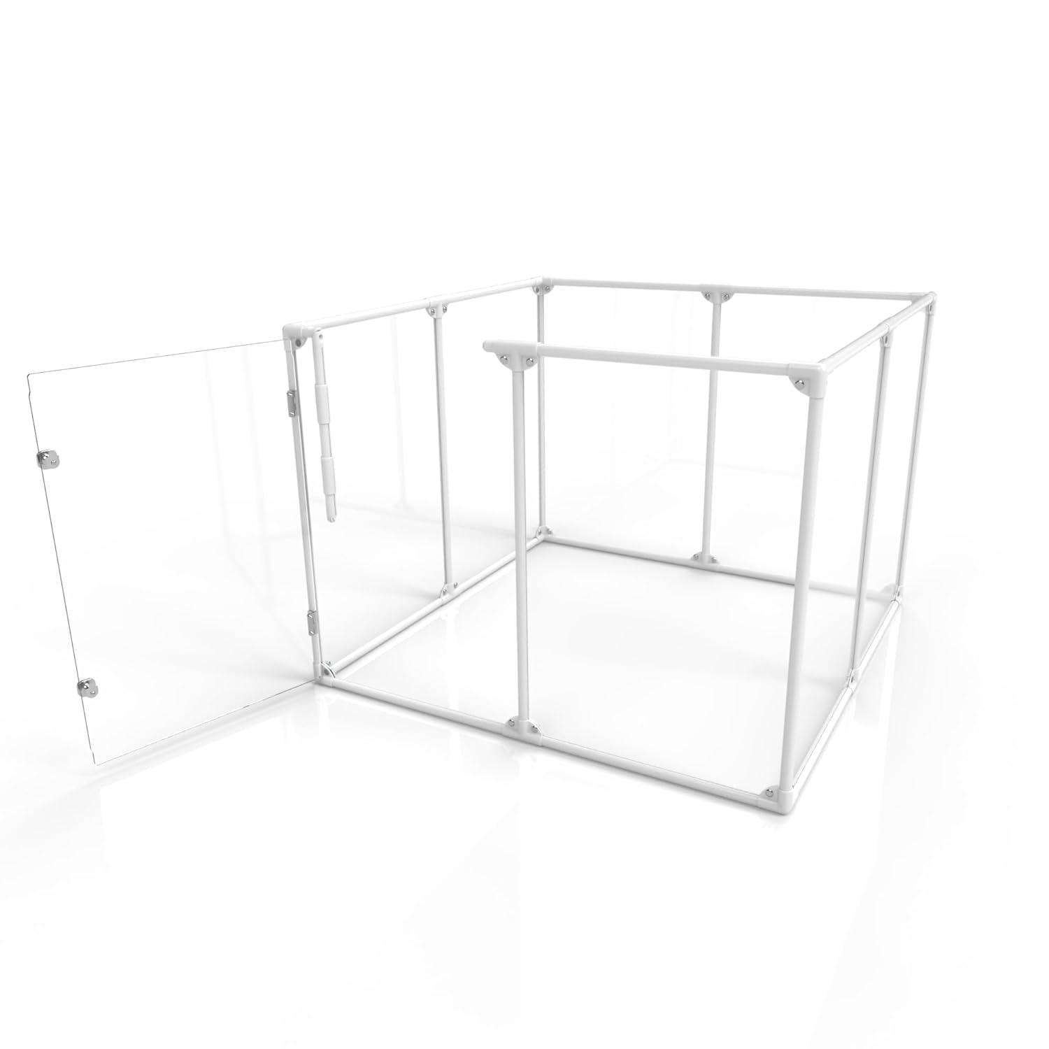 36" Tall White Metal and Acrylic Pet Pen