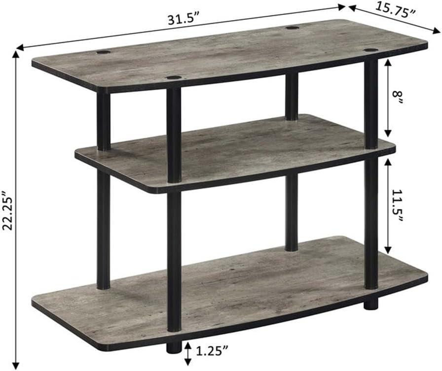 Convenience Concepts Designs2Go No Tools 3 Tier TV Stand, Faux Birch/Black