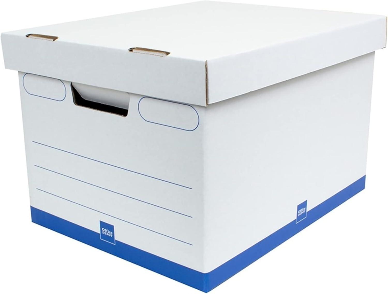 White and Blue Medium-Duty Recycled Storage Boxes with Handles