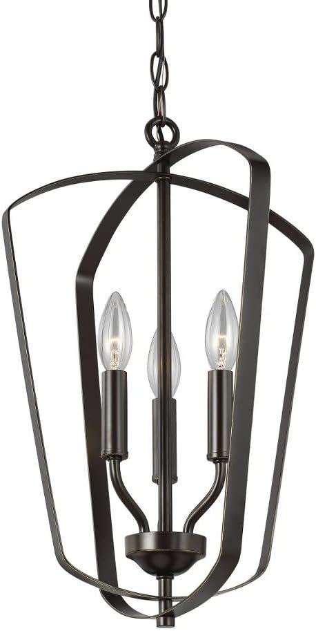 Romee Bronze 3-Light Classic Lantern Pendant with Glass Accents