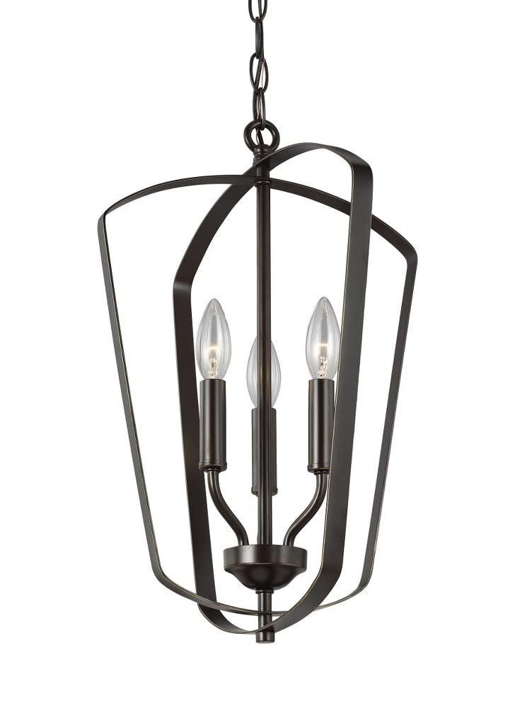 Romee Bronze 3-Light Classic Lantern Pendant with Glass Accents