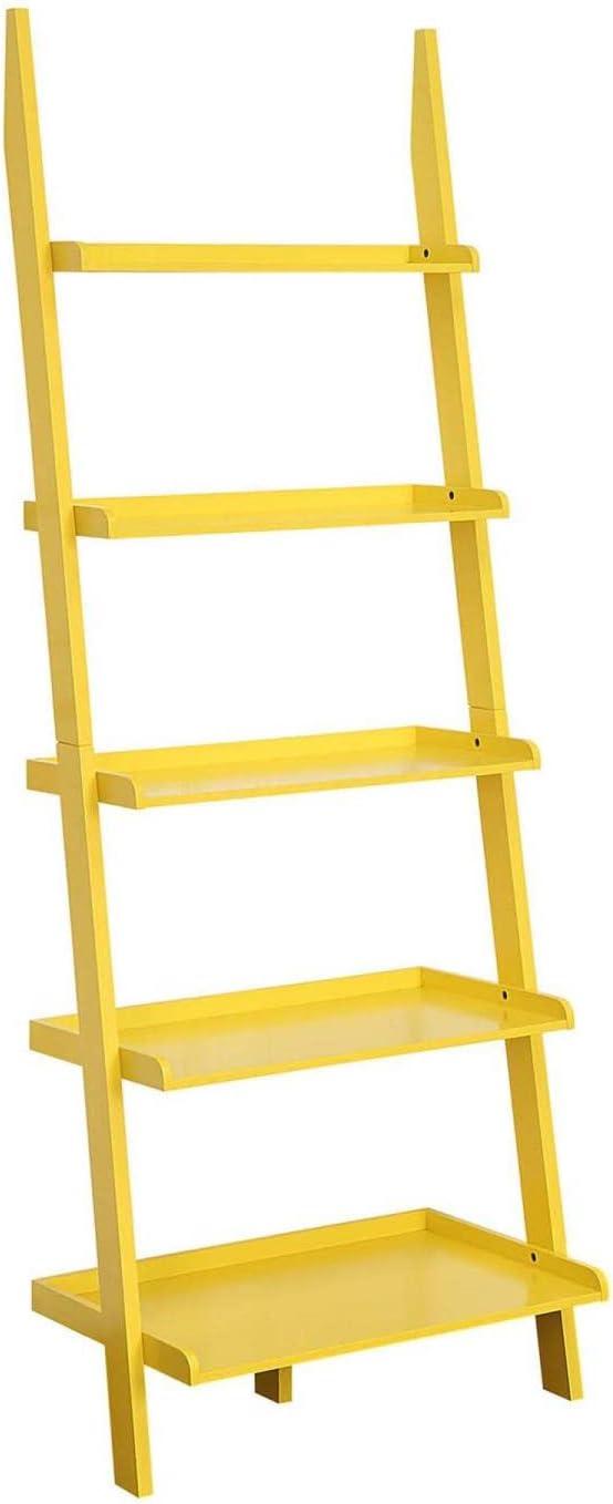 American Heritage Bookshelf Ladder with Five Tiers in Bright Yellow Wood Finish