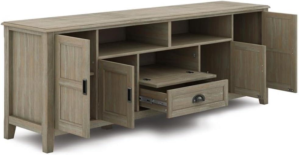 Simpli Home Burlington 72"W Solid Wood TV Stand for TVs up to 80" with 4 Cabinets