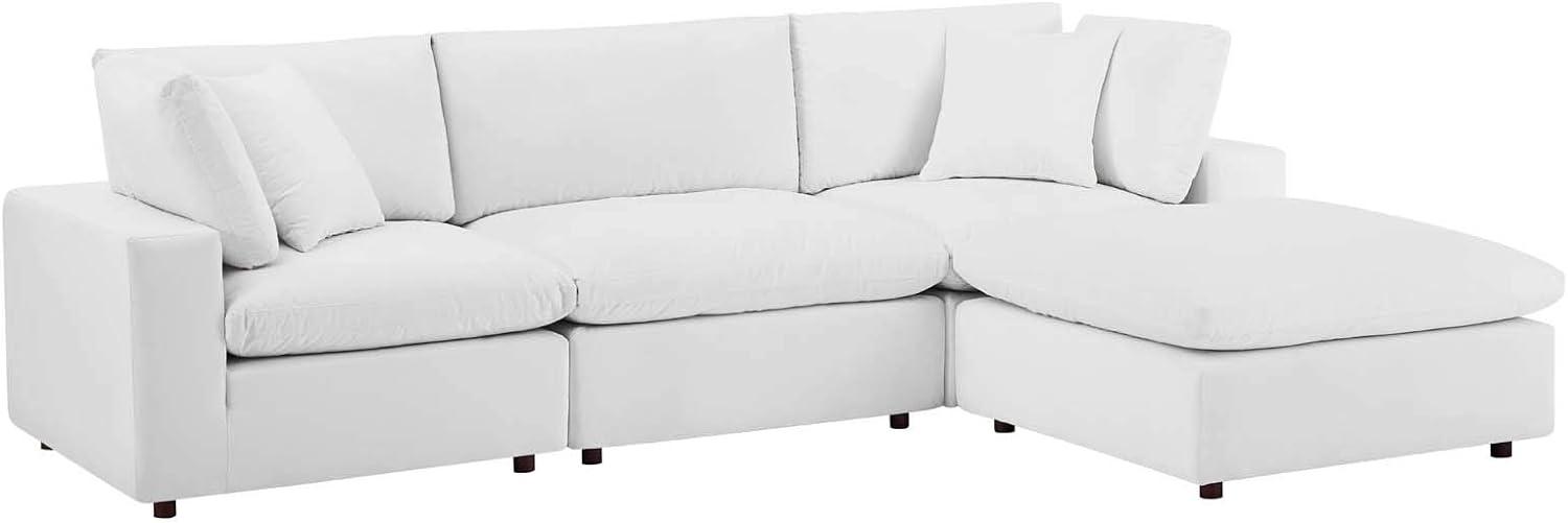 Modway Commix 4-Piece Performance Velvet Sectional Sofa in White