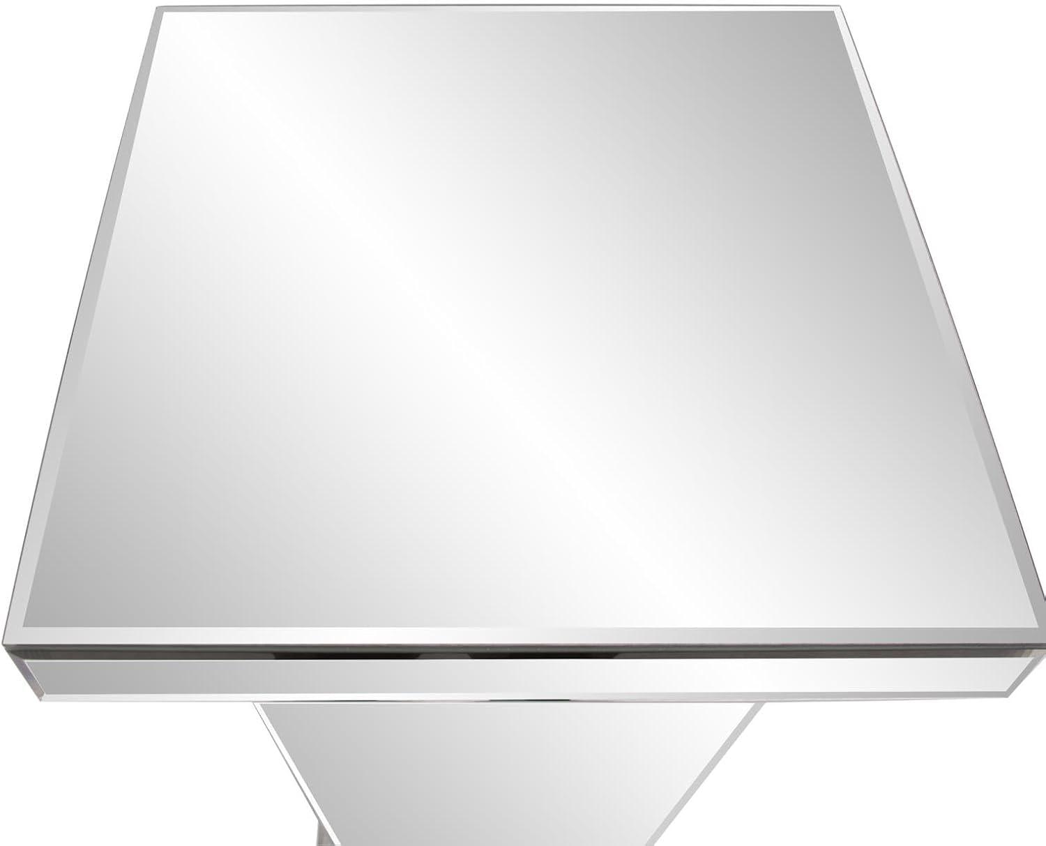 Howard Elliott Tapered Mirrored Pedestal Accent Table, Elegant Modern Bed Side Style, Mirrored Finish Design, for Bedroom, Entryway or for Any Room, 15 x 15 x 36 Inch,