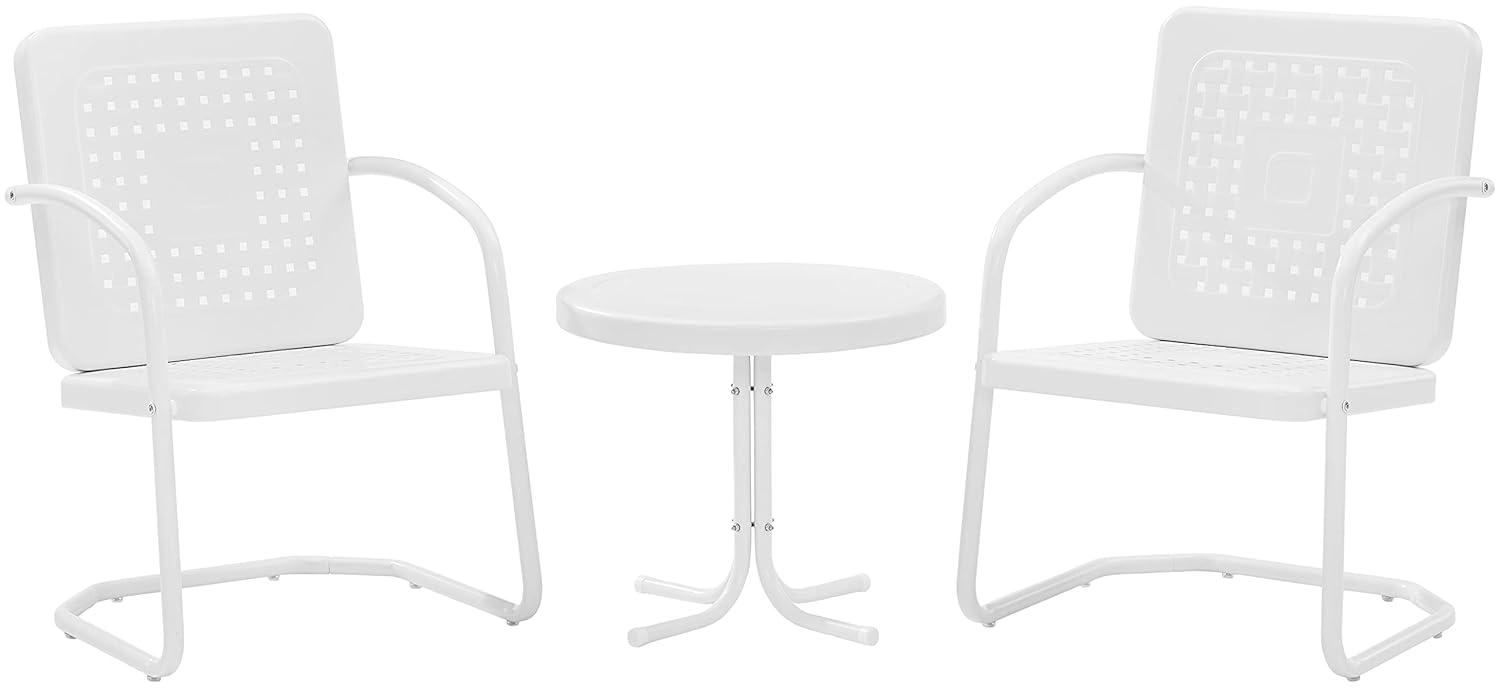 Hashtag Home Burley 3Pc Outdoor Chair Set White Gloss/White Satin - Side Table & 2 Chairs
