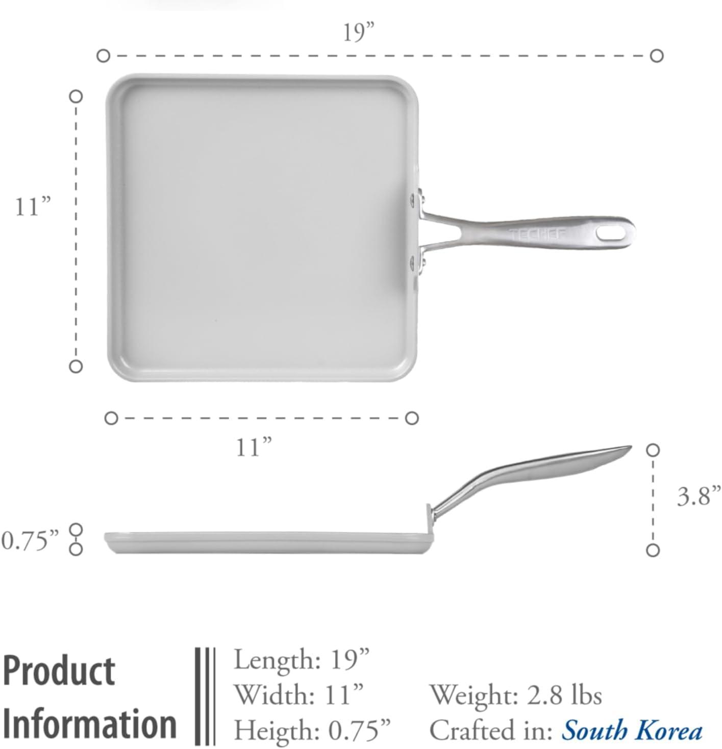 11" Gray Ceramic Nonstick Square Griddle Pan