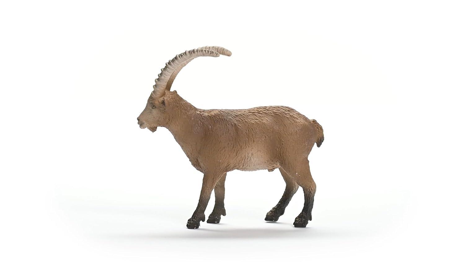 Realistic Brown and Gray Ibex Wild Animal Toy Figurine
