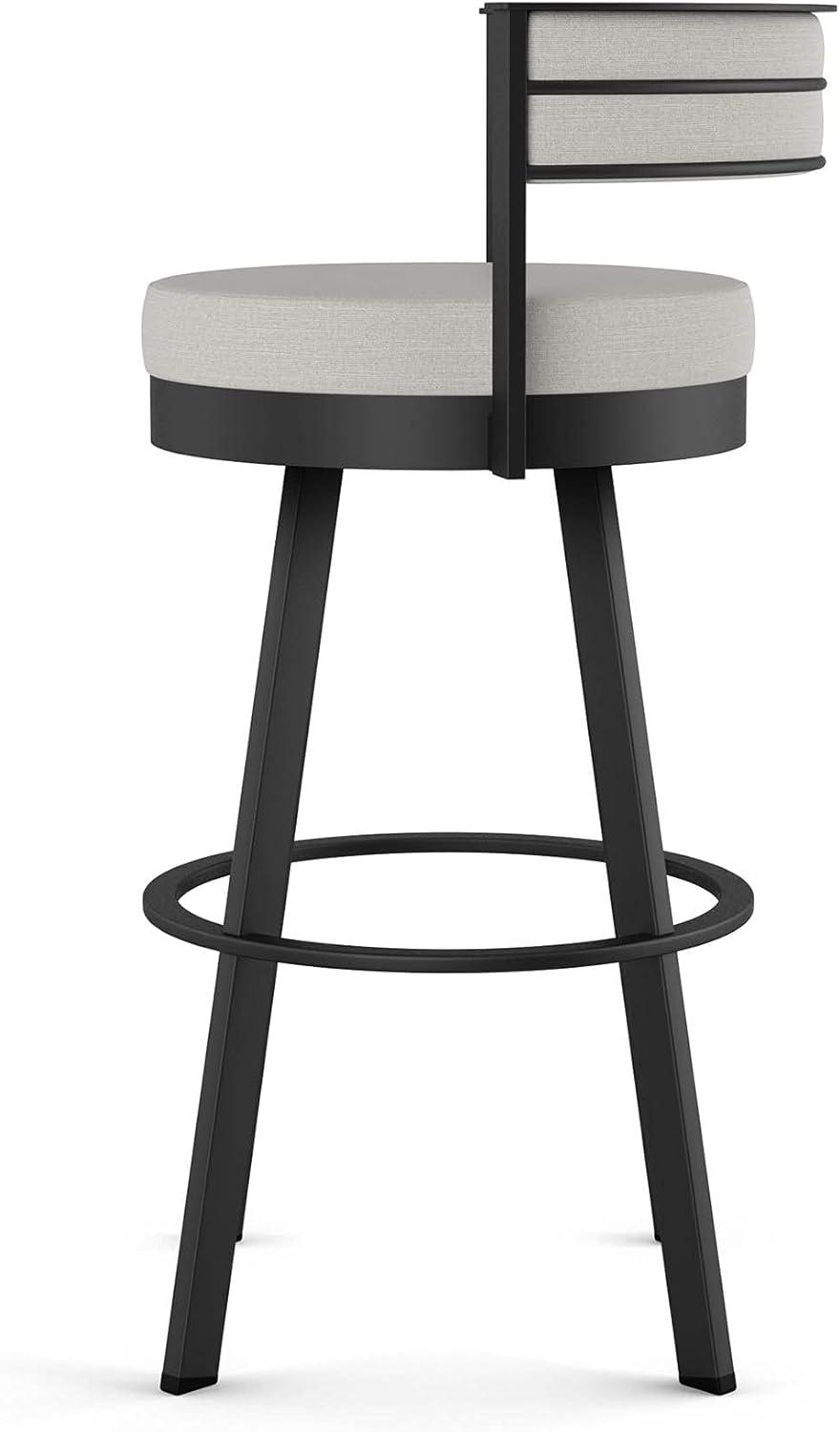Browser 26 in. Light Grey Polyester/Black Metal Swivel Counter Stool