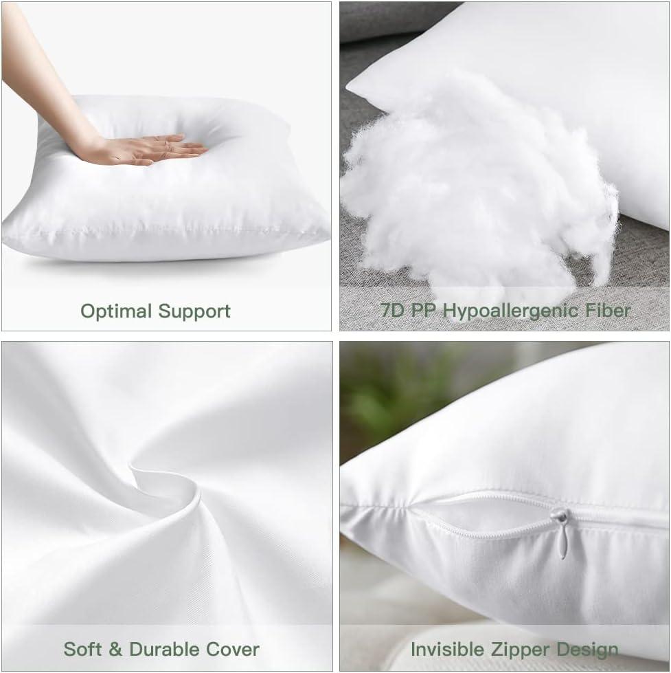 White 16" x 16" Polyester Pillow Insert with Cotton Cover