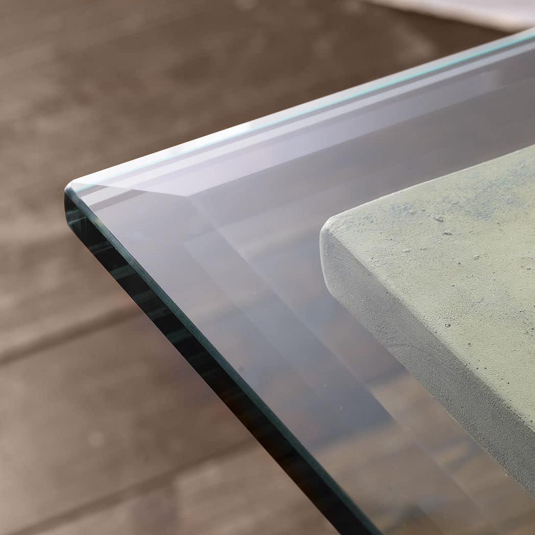 Elegant 36x60 Inch Clear Tempered Glass Tabletop with Polished Beveled Edges