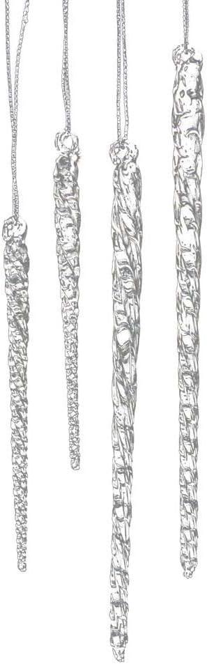 Clear Iridescent Glass Icicle Ornament Set of 24