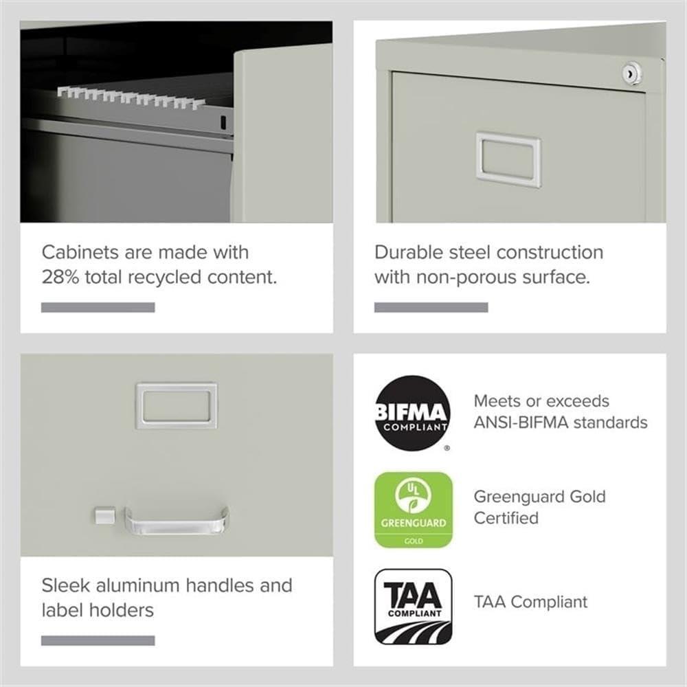 Pemberly Row 4 Drawers 52" Vertical Black Metal Filing Cabinet Lockable Pre-Assembled Stationary Letter Size for Home, Office