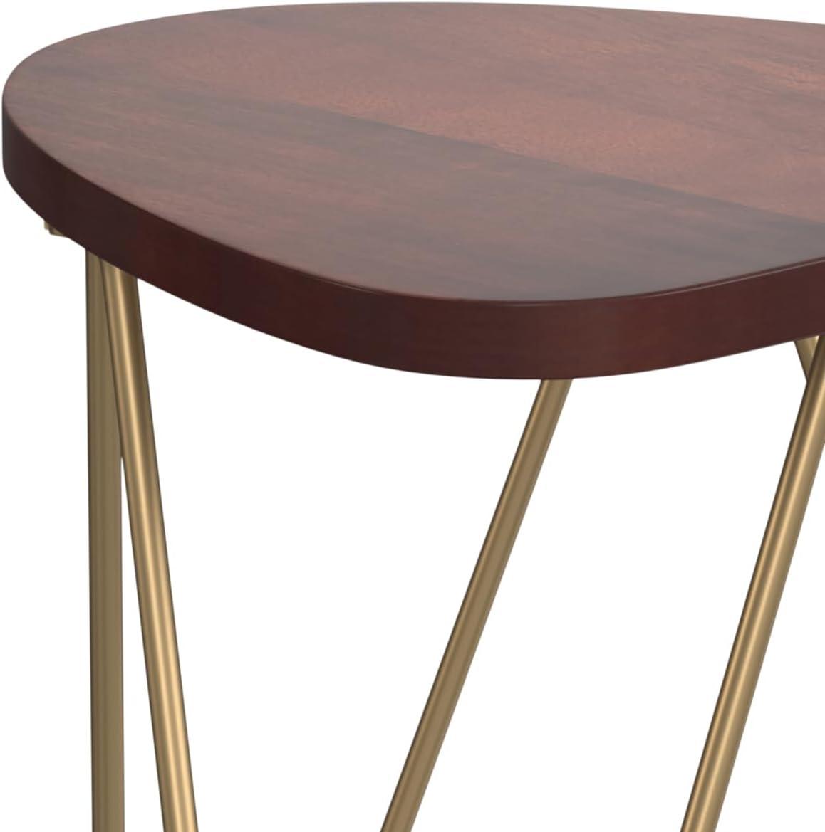 Simpli Home Patrice Solid Mango Wood Mid-Century Modern End Table with Unique Shaped Top and Hairpin Legs & Reviews | Wayfair