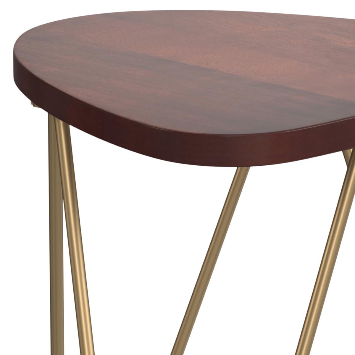 Simpli Home Patrice Solid Mango Wood Mid-Century Modern End Table with Unique Shaped Top and Hairpin Legs & Reviews | Wayfair