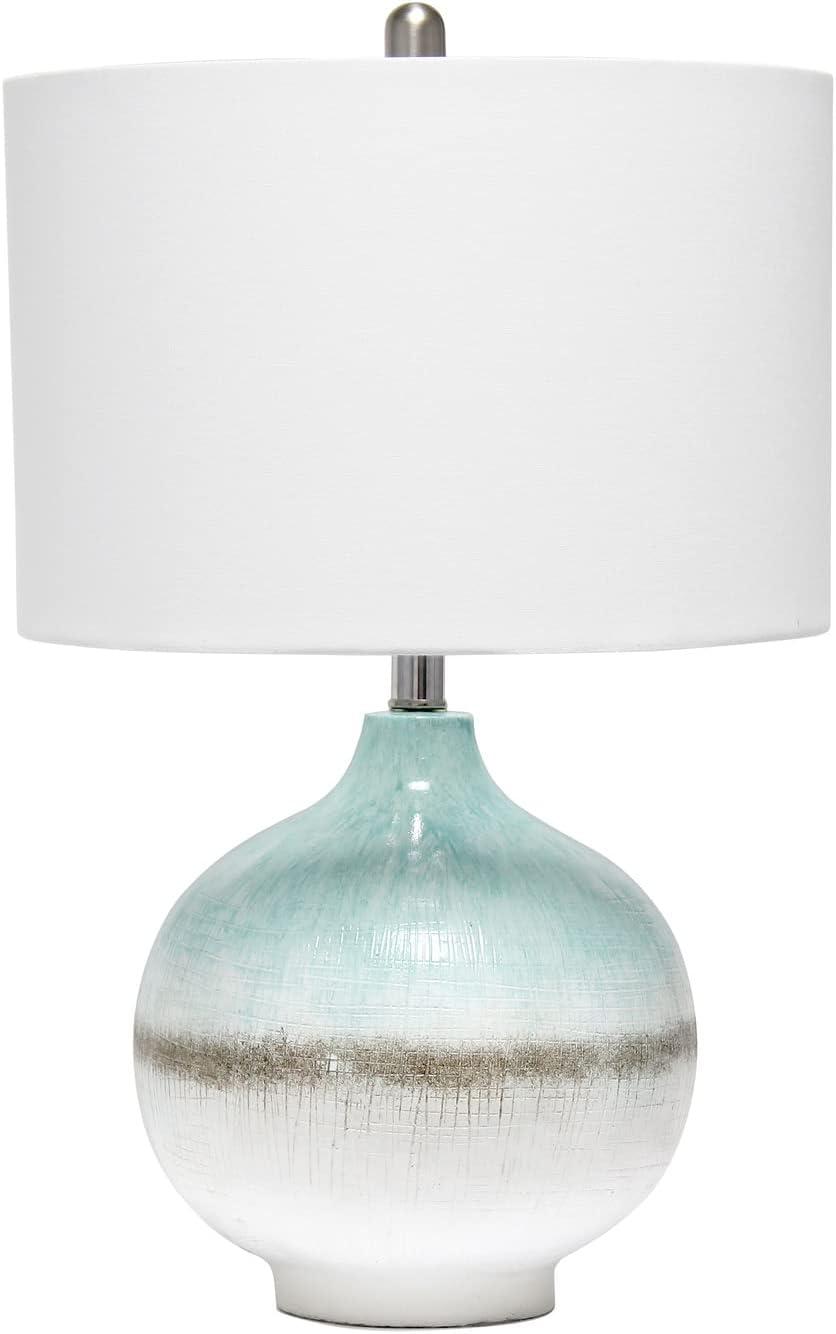 Coastal Pottery Sea Glass Sand Northshore 16" Table Lamp, Aqua/Brown/White